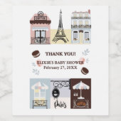 Paris French Cafe Patisserie Baby Shower Weinetikett (Einzelnes Label)