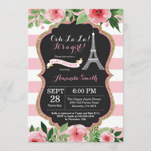 Paris French Eiffel Tower Baby Dusche Einladung