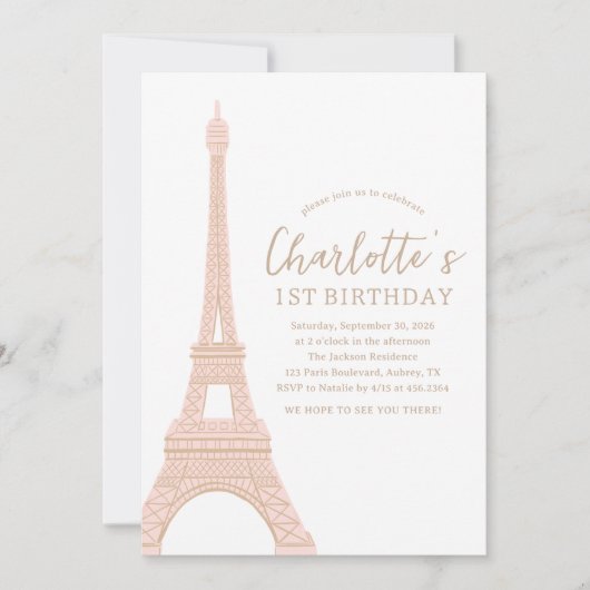 Paris French Eiffel Tower Geburtstag Einladung (Vorderseite)