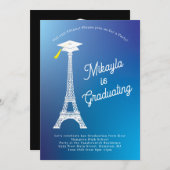 Paris French Eiffel Tower Graduation Party Einladung (Vorne/Hinten)