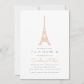 Paris French Eiffel Tower Pink Girl Baby Dusche Einladung (Vorderseite)