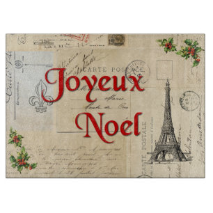 Paris French Postcards Christmas Cutting Board Schneidebrett
