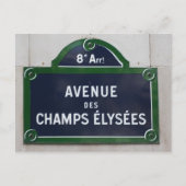 Paris French Street Road Wegweiser Champs Elysees Postkarte (Vorderseite)