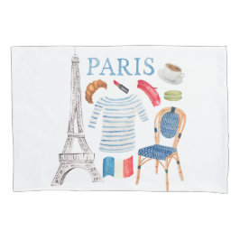 Paris French Wassercolor Doodles Pillowcase Kissenbezug