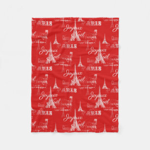 Paris Frohe Weihnachten Weihnachts-Rot-Fleece-Deck Fleecedecke