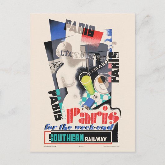 Paris für das Wochenende Vintage Poster 1934 Postkarte (Vorderseite)