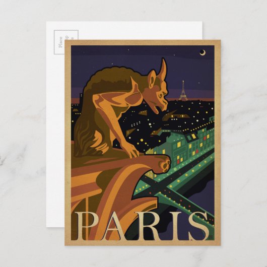 Paris - Gargoile Postkarte (Vorne/Hinten)