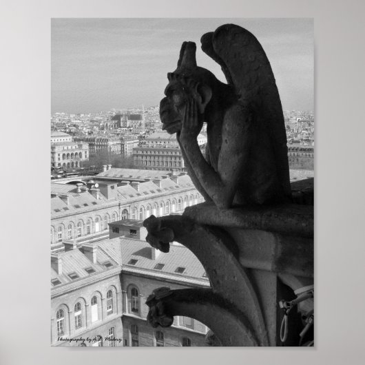 Paris Gargoyle B&W Poster (Vorne)