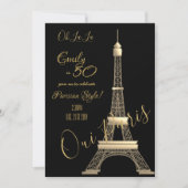 Paris Geburtstag Einladung Black GOLD Chic (Vorderseite)