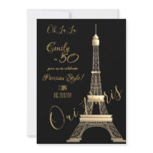 Paris Geburtstag Einladung Black GOLD Chic