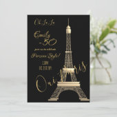 Paris Geburtstag Einladung Black GOLD Chic (Stehend Vorderseite)