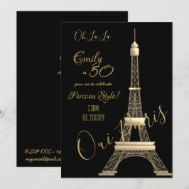 Paris Geburtstag Einladung Black GOLD Chic