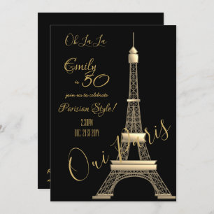 Paris Geburtstag Einladung Black GOLD Chic
