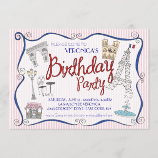 Paris-Geburtstags-Party Einladung