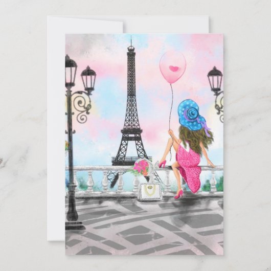 Paris Geburtstagskarte mit Eiffelturm (Rückseite)