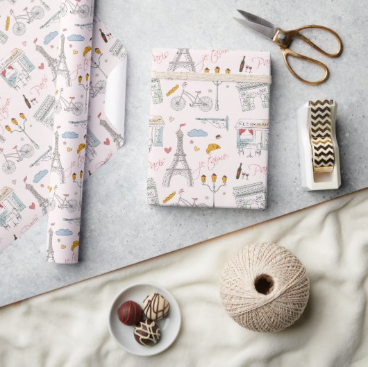 Paris-Geschenkpapier, Eiffelturm-Geschenkverpackun Geschenkpapier (Kunsthandwerk)