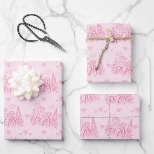 Paris-Geschenkpapier, Eiffelturm-Geschenkverpackun Geschenkpapier Set (Vorderseite)