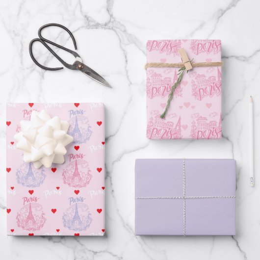 Paris-Geschenkpapier, Eiffelturm-Geschenkverpackun Geschenkpapier Set (Vorderseite)