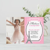 Paris Girl Birthday Party Foto Einladung (Stehend Vorderseite)