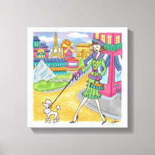 Paris Girl Fashion Illustration Leinwand Reisen
