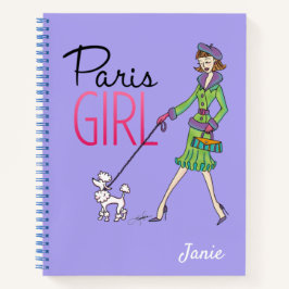 Paris Girl Fashion Illustration Personal Travel Notizblock