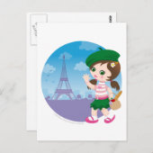 Paris Girl Postkarte (Vorne/Hinten)