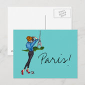 Paris Girl Postkarte (Vorne/Hinten)
