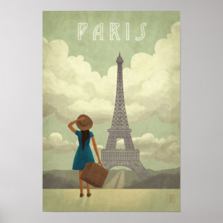 Paris Girl Vintag-Style Reiseplakat Poster