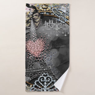 Paris Glamour Funkeln Frankreich Mädchenhaft Trend Badhandtuch Set