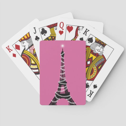 Paris Glitzern Poker Cards fuchsia Spielkarten (Rückseite)
