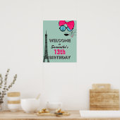 Paris Happy Birthday Welcome Poster Sign (Küche)