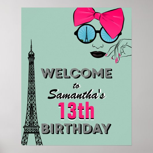 Paris Happy Birthday Welcome Poster Sign (Vorne)