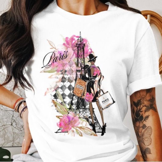 Paris Harlequin Shopping Girl T - Shirt