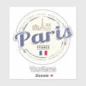 Paris Hauptstadt Frankreich Eiffelturm Vintag Souv Aufkleber (Blatt)