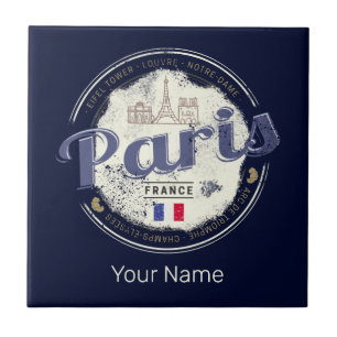 Paris Hauptstadt Frankreich Eiffelturm Vintag Souv Fliese