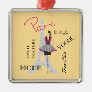 Paris Haute Couture, Mode, Eiffelturm Silbernes Ornament