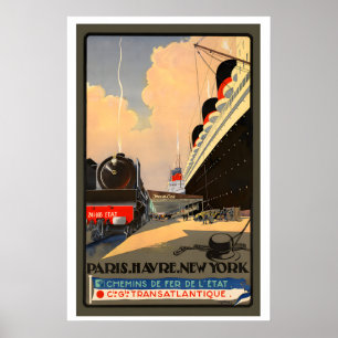 Paris Havre New York Compagnie des chemins de fer Poster