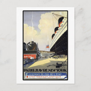 Paris Havre New York Postkarte