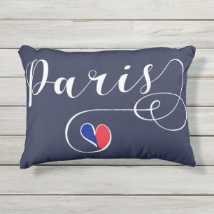 Paris Heart Accent Pillow, Frankreich Kissen Für Draußen