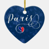 Paris Heart, Christmas Tree Ornament, Frankreich Keramik Ornament (Vorne)