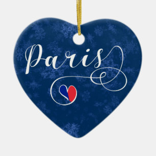 Paris Heart, Christmas Tree Ornament, Frankreich Keramik Ornament