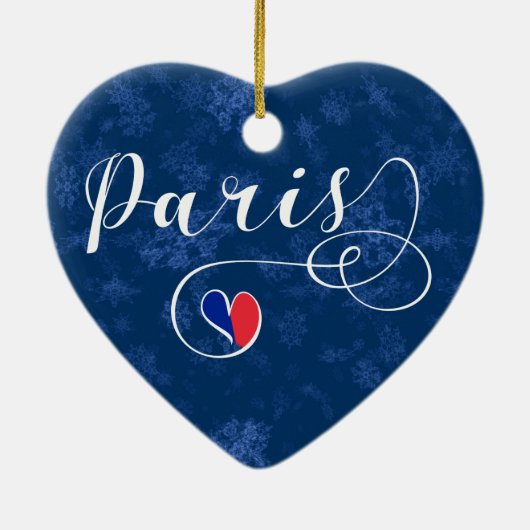 Paris Heart, Christmas Tree Ornament, Frankreich Keramik Ornament (Hinten)