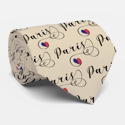 Paris Heart Krawatte, Frankreich Krawatte (Gerollt)