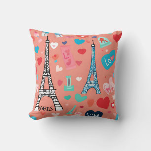 Paris Hearts & Liebe Minimalistische Stilmuster Kissen