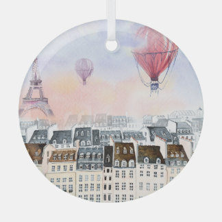 Paris, Heißluftballondarstellung Ornament Aus Glas