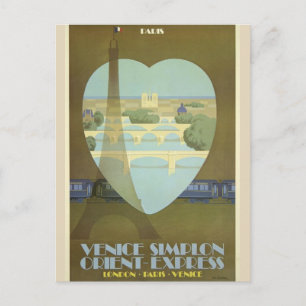 Paris Herz Vintage-Reisepostkarte Postkarte