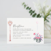 Paris Hochzeit Aquarell Wildblumen Empfang Einladung (Stehend Vorderseite)