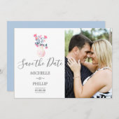 Paris Hochzeit Aquarellblumen Save the Date (Vorne/Hinten)