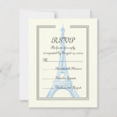 Paris Hochzeit blauer Eiffelturm auf Elfenbein RSV RSVP Karte (Vorderseite)