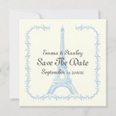 Paris Hochzeit-Blauer Eiffelturm Save the Date Kar (Vorderseite)